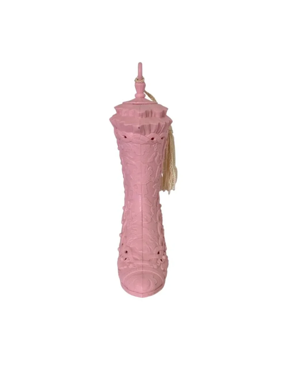 Vtg Avon Victorian Frilly Boot Closet Pomander Pink Tassel Coquette In Box Wax